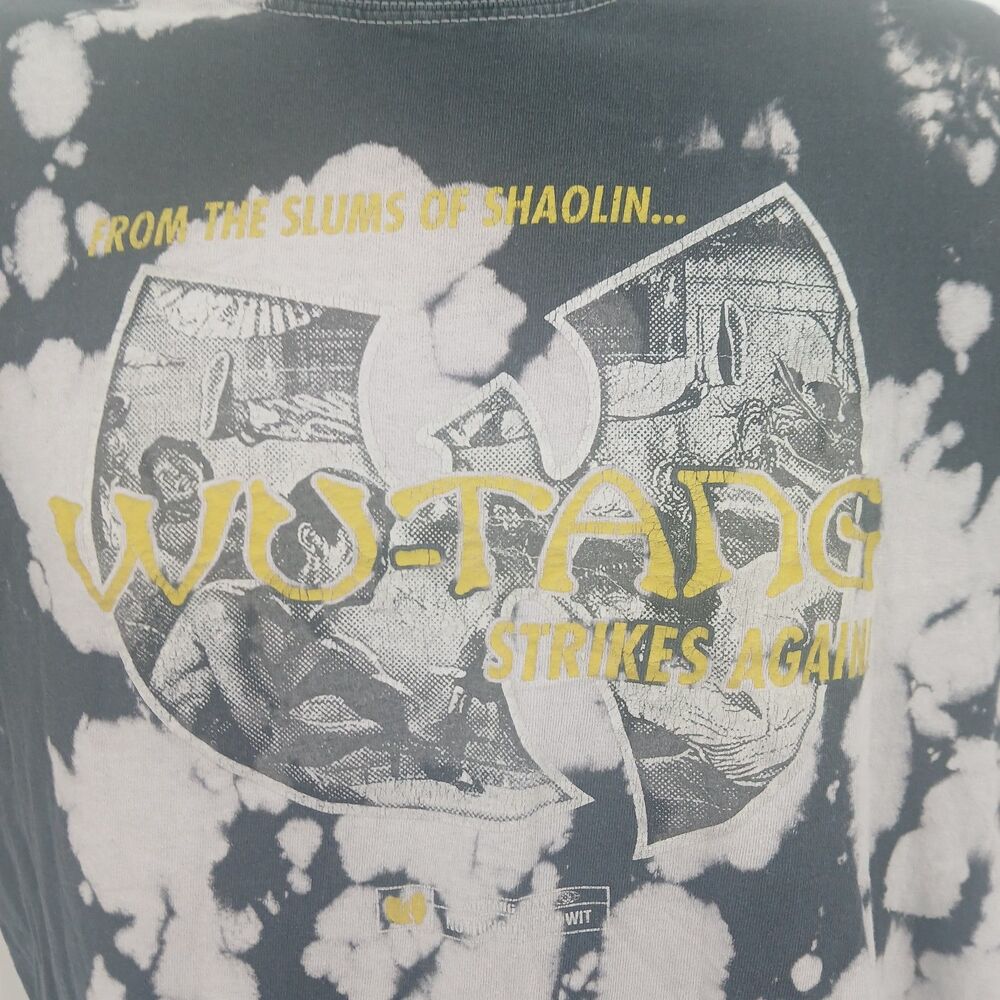 Vintage Style Bleached Wu-Tang Graphic T-Shirt Black and White Tie Dye Effect - Picture 4 of 4